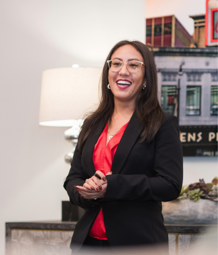 female business student talking