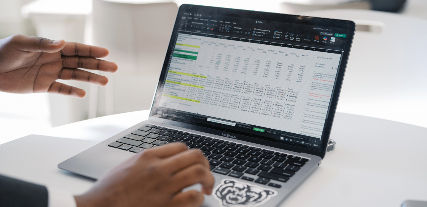 laptop displaying an excel sheet